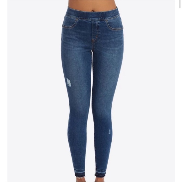 Spanx Small Leggings Distressed Denim Legging Medium Wash Blue 20203R NWT - Picture 1 of 10